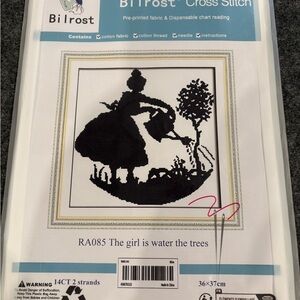 Bilrost Cross Stitch Kit #RA085 The girl is water the trees NEW